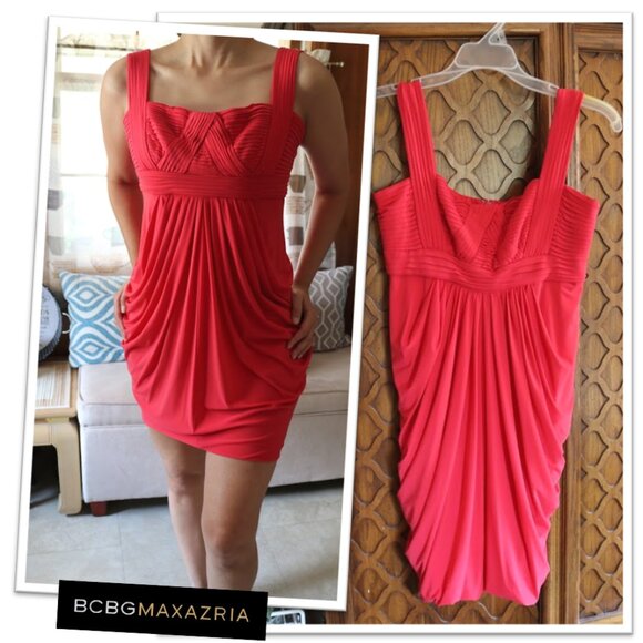 BCBG MaxAzria Draped Bubble Hem Mini Dress Style ACJ6H229 - Red, Size S - Picture 16 of 16
